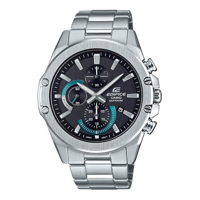 Men EDifice EFR-S567D-1AVUDF Black Analog Dial Silver Stainless Steel Band