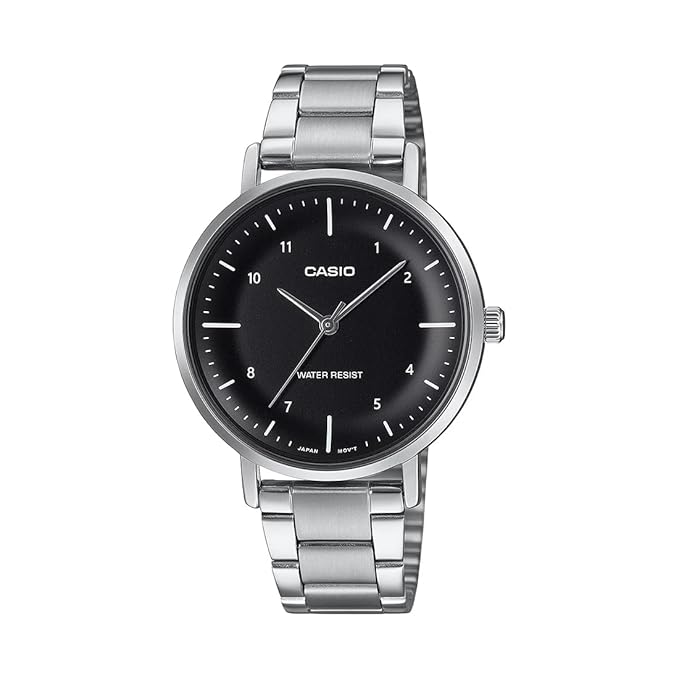 Enticer Women Quartz Black Dial Analog Stainless Steel Watch LTP-VT03D-1BDF