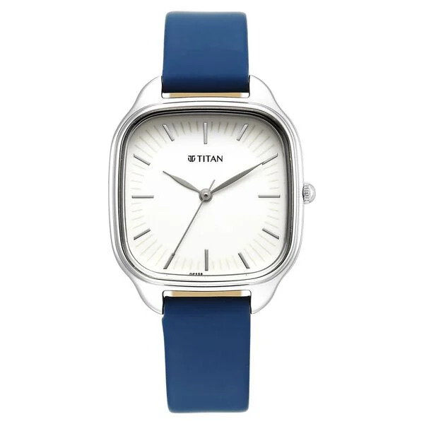 Titan Workwear Quartz Analog Beige Dial Green Leather Strap Watch For Women