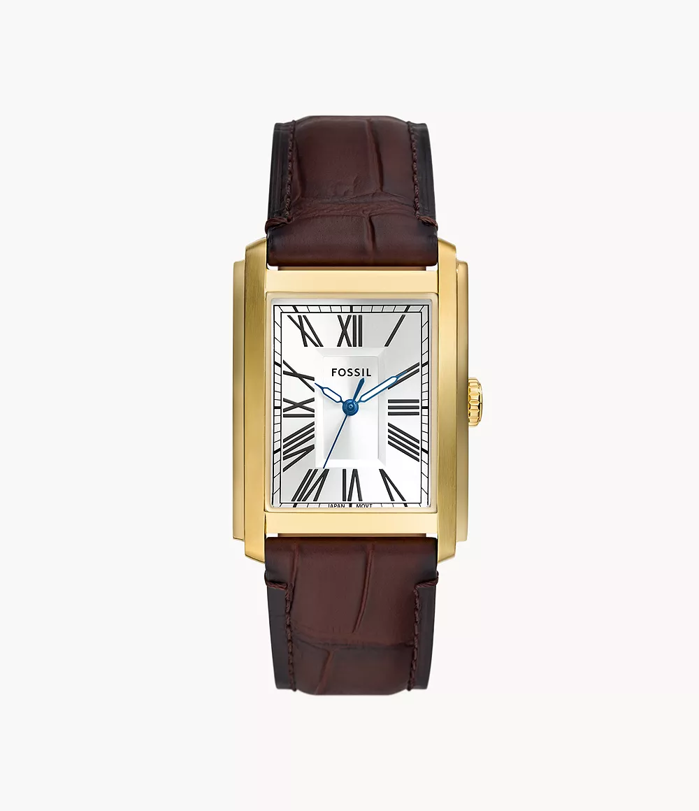 Carraway Three-Hand Brown Croco Leather Watch Fossil