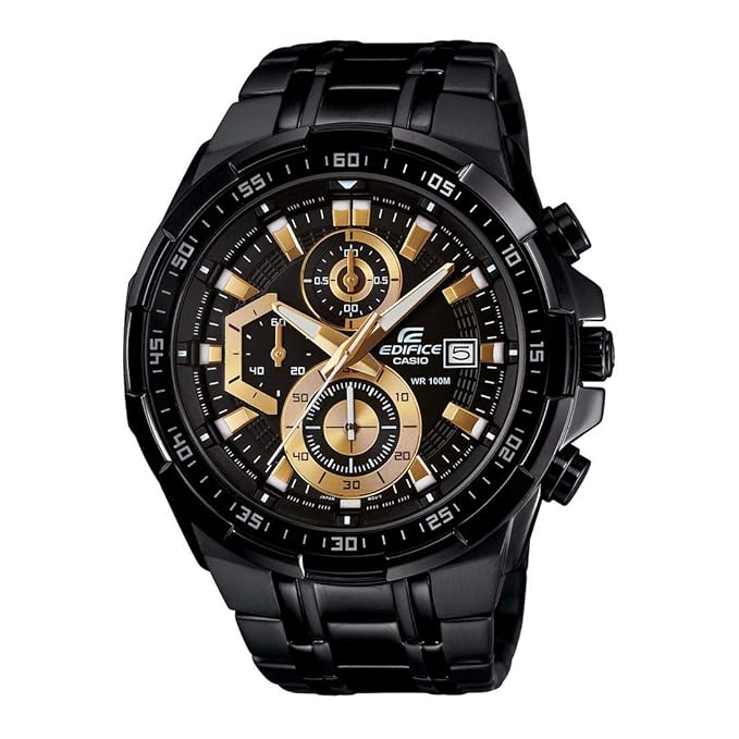 Men EDifice EFR-539BK-1AVUDF Black Analog Dial Black Stainless Steel Band
