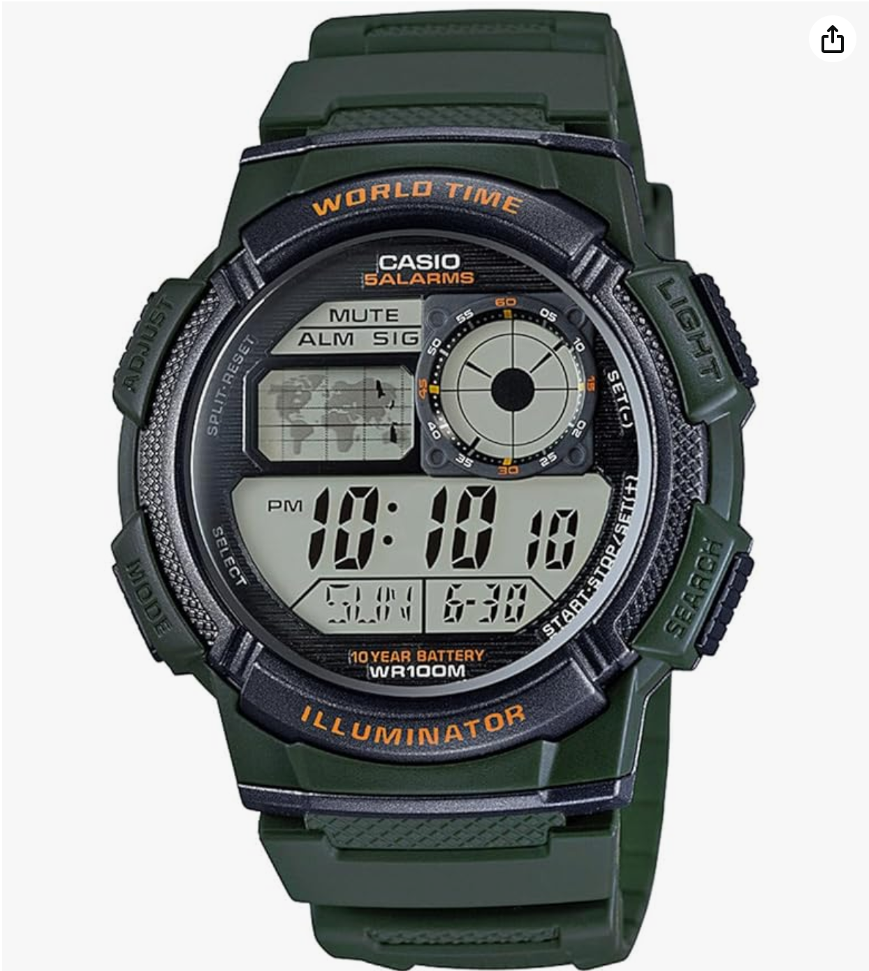 Casio Youth Digital Grey Dial Men's Watch - AE-1000W-3AVDF
