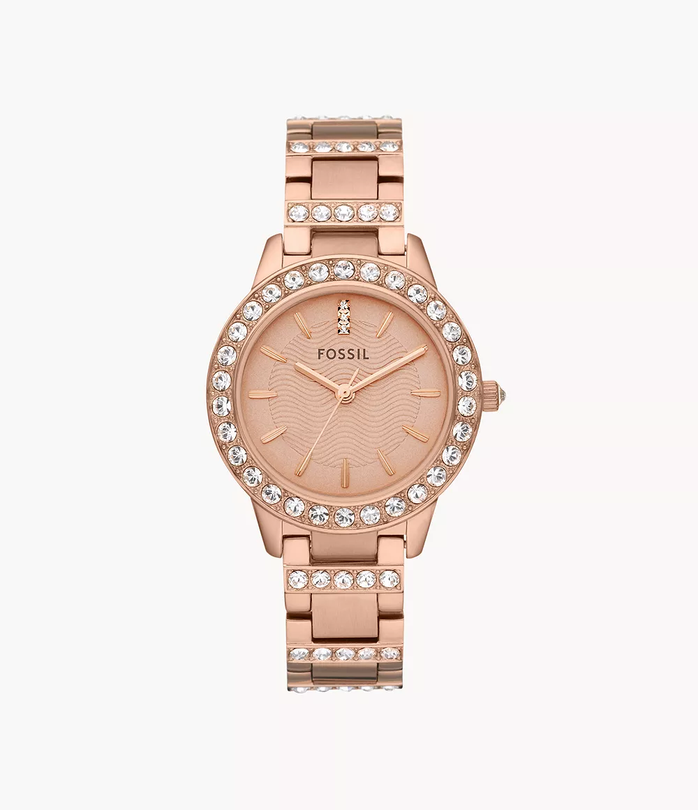 Jesse Rose Three-Hand Day-Date Gold-Tone Stainless Steel Watch Fossil