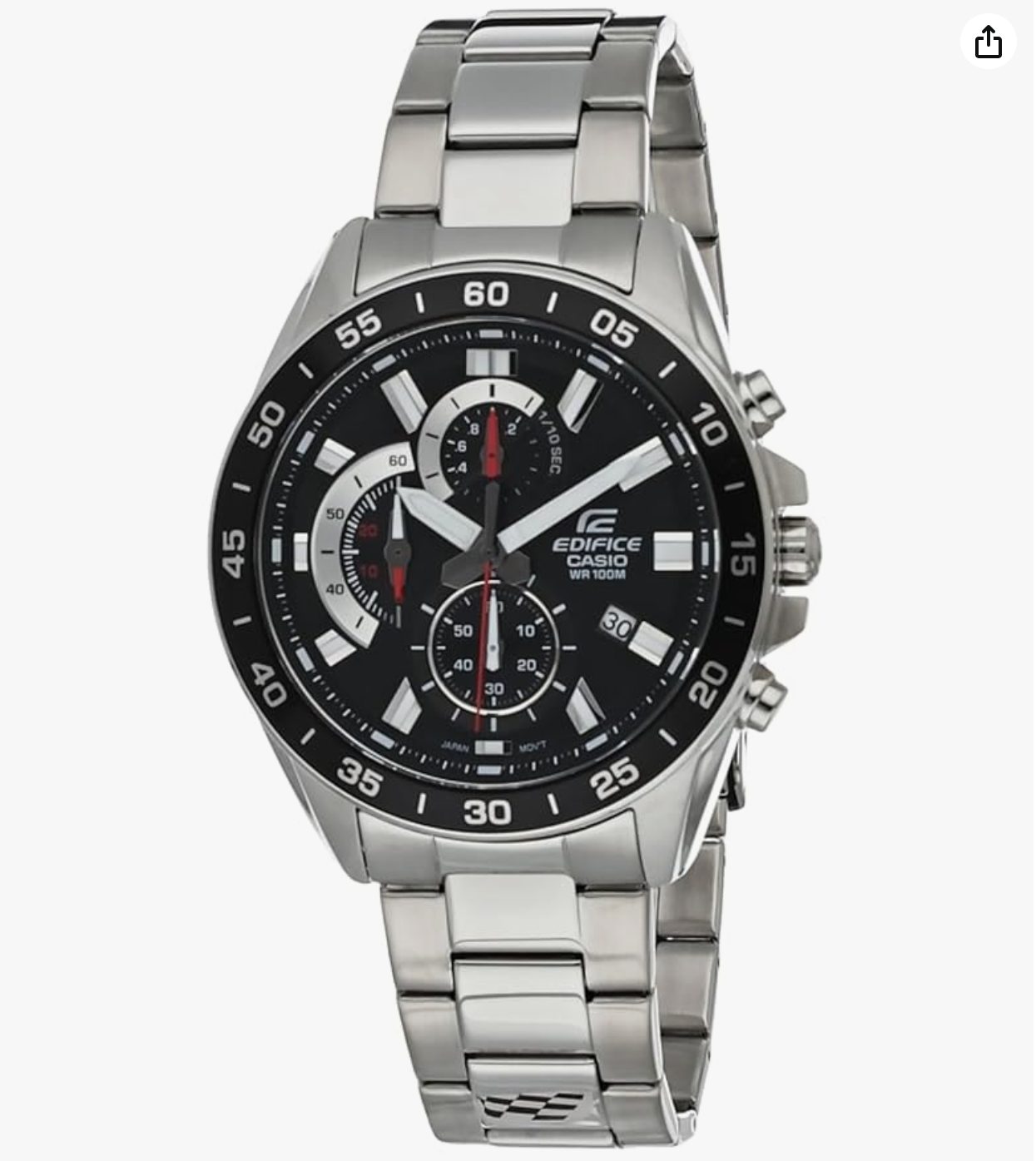 Casio Edifice EFV-550D-1AVUDF Analog Black Dial Men Watch Silver Stainless Steel Strap