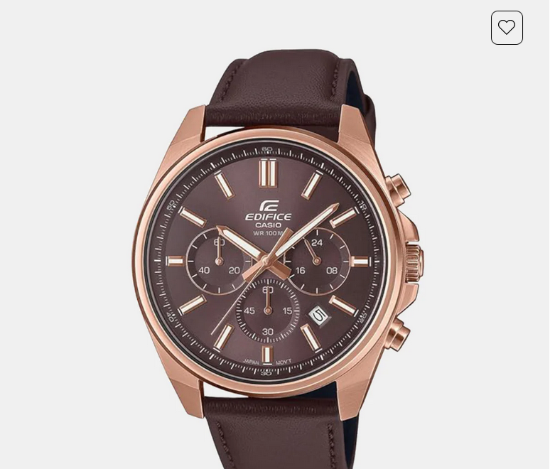 Edifice Men Quartz Brown Dial Chronograph Leather Watch ED662