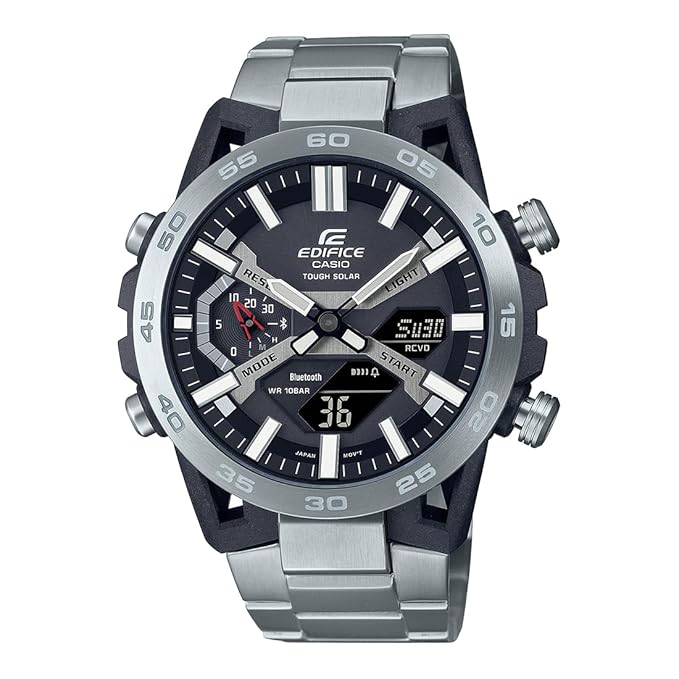 Edifice Men Quartz Black Dial Analog-Digital Stainless Steel Watch ECB-2000D-1ADF