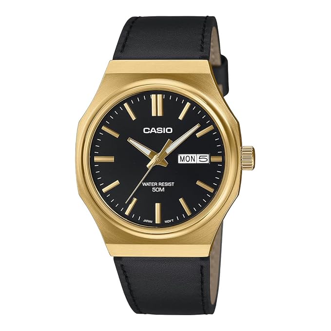 Enticer Men Quartz Black Dial Analog Leather Watch MTP-E735GL-1AVDF