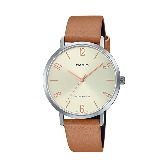 Enticer Ladies Women Quartz Silver Dial Analog Leather Watch LTP-VT01L-5BUDF