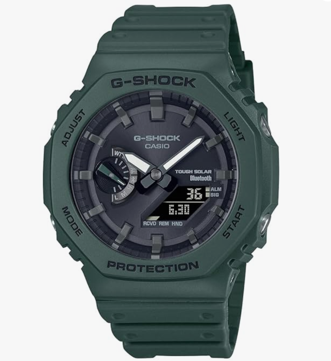 Casio G-Shock GA-B2100-3ADR Bluetooth Analog-Digital Black Dial Men Watch Green Resin Strap